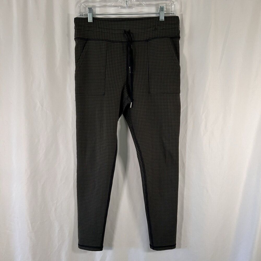 Offline by Aerie Joggers Women's Large Green Houndstooth Pull On Drawstring